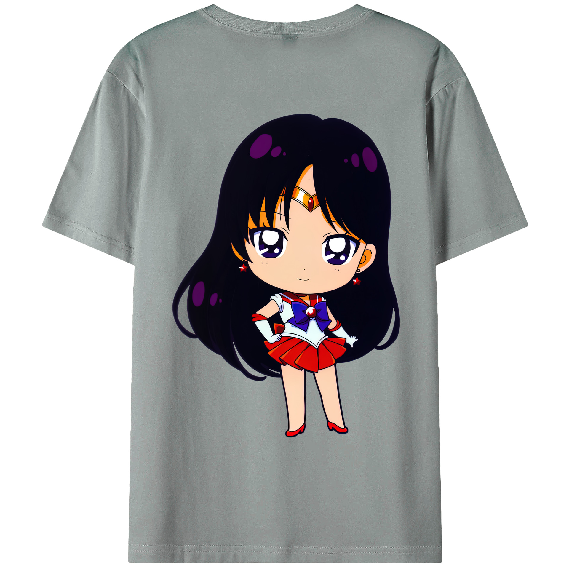 （画像用） 美少女戦士セーラームーン 火野レイ ひの レイ Sailor Moon Hino Rei （セーラーマーズ,Sailor Mars） 綿100％ メンズ半袖Tシャツ（バックプリント） 通気性